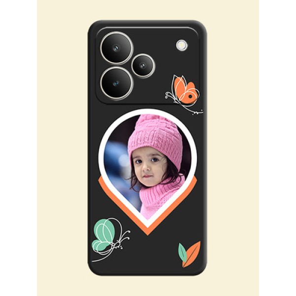 Upload Pic With Simple Butterly Design On Space Black Custom Soft Matte Mobile Back Cover - Realme P4 5G Upload Pic With Simple Butterly Design On Space Black Custom Soft Matte Mobile Back Cover - Realme P4 5G