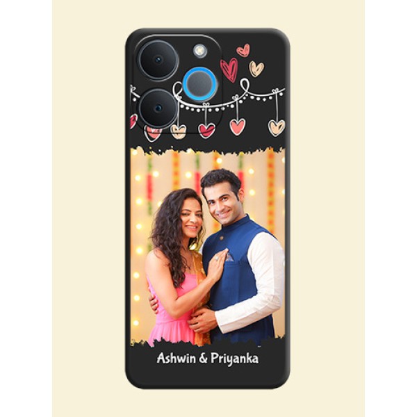 Pink Love Hangings with Name On Space Black Custom Soft Matte Mobile Back Cover - Realme P4 Lite 4G