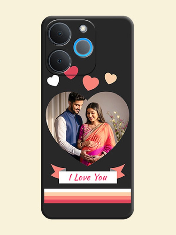 Love Shaped Photo with Colorful Stripes On Space Black Custom Soft Matte Mobile Back Cover - Realme P4 Lite 4G
