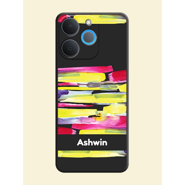 Brush Coloured On Space Black Custom Soft Matte Mobile Back Cover - Realme P4 Lite 4G Brush Coloured On Space Black Custom Soft Matte Mobile Back Cover - Realme P4 Lite 4G