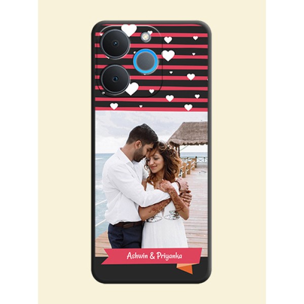 White Color Love Symbols with Pink Lines Pattern On Space Black Custom Soft Matte Mobile Back Cover - Realme P4 Lite 4G White Color Love Symbols with Pink Lines Pattern On Space Black Custom Soft Matte Mobile Back Cover - Realme P4 Lite 4G