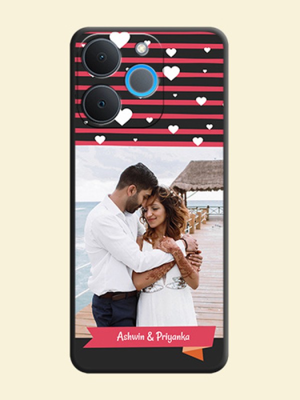 White Color Love Symbols with Pink Lines Pattern On Space Black Custom Soft Matte Mobile Back Cover - Realme P4 Lite 4G