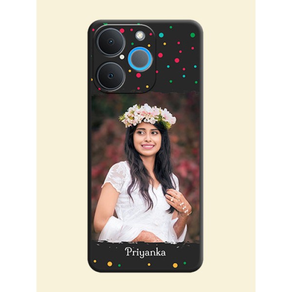 Multicolor Dotted Pattern with Text On Space Black Custom Soft Matte Mobile Back Cover - Realme P4 Lite 4G Multicolor Dotted Pattern with Text On Space Black Custom Soft Matte Mobile Back Cover - Realme P4 Lite 4G