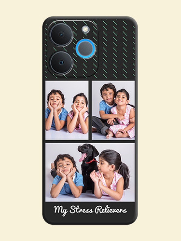 Cross Dotted Pattern with 2 Image Holder On Space Black Custom Soft Matte Mobile Back Cover - Realme P4 Lite 4G
