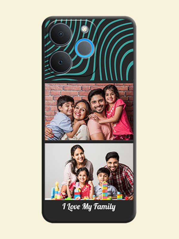 Wave Pattern with 2 Image Holder On Space Black Custom Soft Matte Mobile Back Cover - Realme P4 Lite 4G