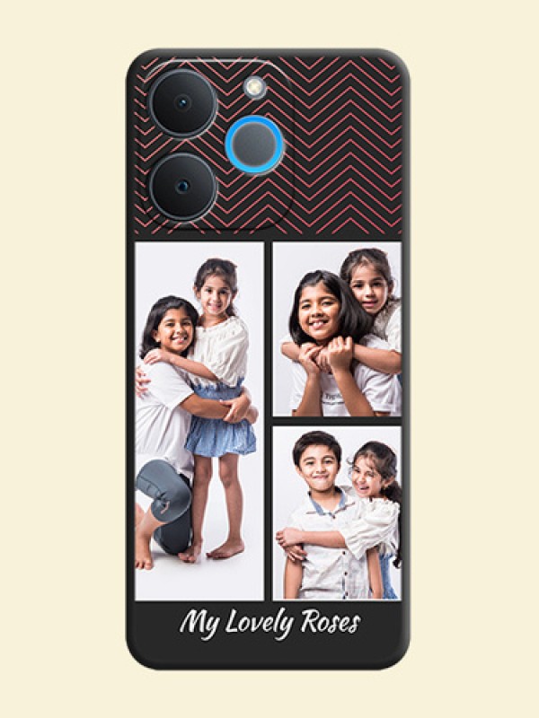 Wave Pattern with 3 Image Holder On Space Black Custom Soft Matte Mobile Back Cover - Realme P4 Lite 4G