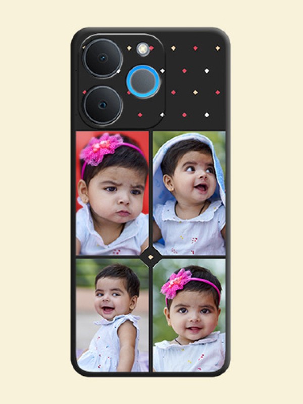 Multicolor Dotted Pattern with 4 Image Holder On Space Black Custom Soft Matte Mobile Back Cover - Realme P4 Lite 4G