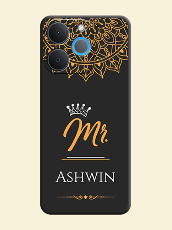 Mr Name with Floral Design On Space Black Custom Soft Matte Mobile Back Cover - Realme P4 Lite 4G