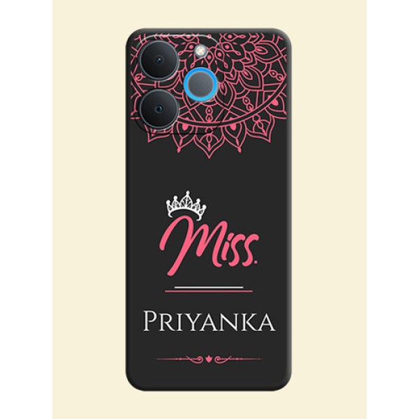 Mrs Name with Floral Design On Space Black Custom Soft Matte Mobile Back Cover - Realme P4 Lite 4G Mrs Name with Floral Design On Space Black Custom Soft Matte Mobile Back Cover - Realme P4 Lite 4G
