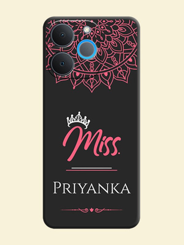 Mrs Name with Floral Design On Space Black Custom Soft Matte Mobile Back Cover - Realme P4 Lite 4G