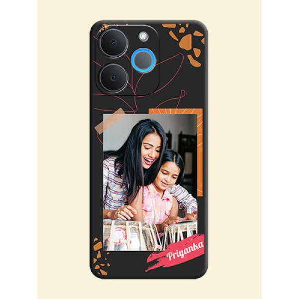 Orange Photo Frame On Space Black Custom Soft Matte Mobile Back Cover - Realme P4 Lite 4G Orange Photo Frame On Space Black Custom Soft Matte Mobile Back Cover - Realme P4 Lite 4G