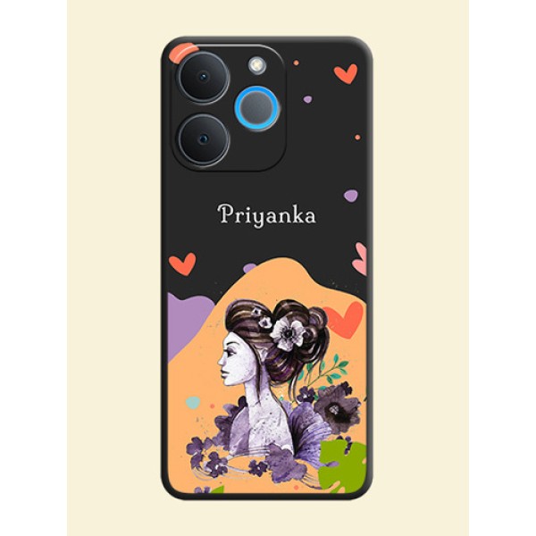 Namecase For Her With Fancy Lady Image On Space Black Custom Soft Matte Mobile Back Cover - Realme P4 Lite 4G Namecase For Her With Fancy Lady Image On Space Black Custom Soft Matte Mobile Back Cover - Realme P4 Lite 4G