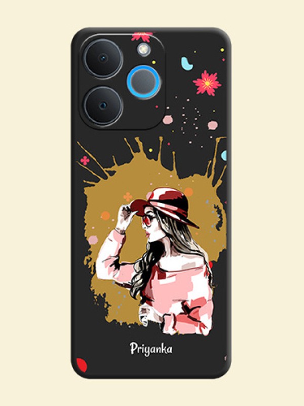 Mordern Lady With Color Splash Background With Custom Text On Space Black Custom Soft Matte Mobile Back Cover - Realme P4 Lite 4G