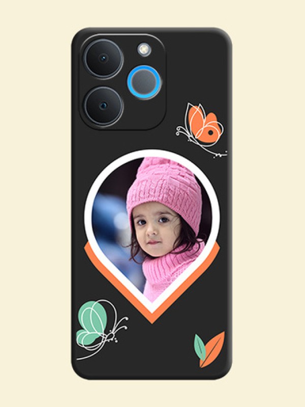 Upload Pic With Simple Butterly Design On Space Black Custom Soft Matte Mobile Back Cover - Realme P4 Lite 4G