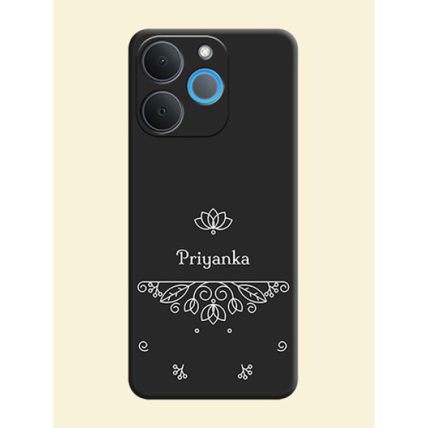 Lotus Garden Custom Text On Space Black Custom Soft Matte Mobile Back Cover - Realme P4 Lite 4G Lotus Garden Custom Text On Space Black Custom Soft Matte Mobile Back Cover - Realme P4 Lite 4G