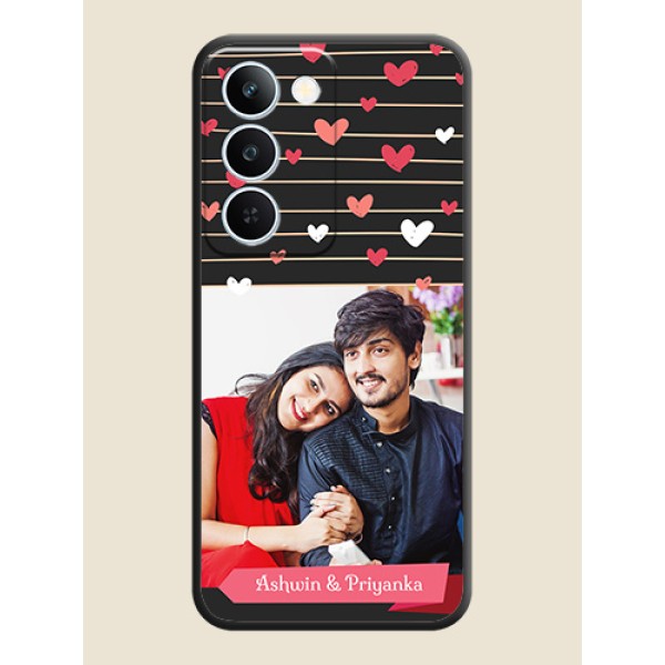 Love Pattern with Name on Pink Ribbon on Photo On Space Black Custom Soft Matte Mobile Back Cover - Realme P4 Lite 5G Love Pattern with Name on Pink Ribbon on Photo On Space Black Custom Soft Matte Mobile Back Cover - Realme P4 Lite 5G