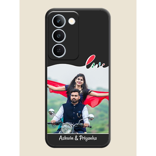 Fall in Love Pattern with Picture on Photo On Space Black Custom Soft Matte Mobile Back Cover - Realme P4 Lite 5G Fall in Love Pattern with Picture on Photo On Space Black Custom Soft Matte Mobile Back Cover - Realme P4 Lite 5G