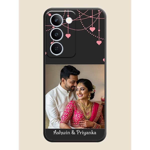 Pink Love Hangings with Text On Space Black Custom Soft Matte Mobile Back Cover - Realme P4 Lite 5G Pink Love Hangings with Text On Space Black Custom Soft Matte Mobile Back Cover - Realme P4 Lite 5G