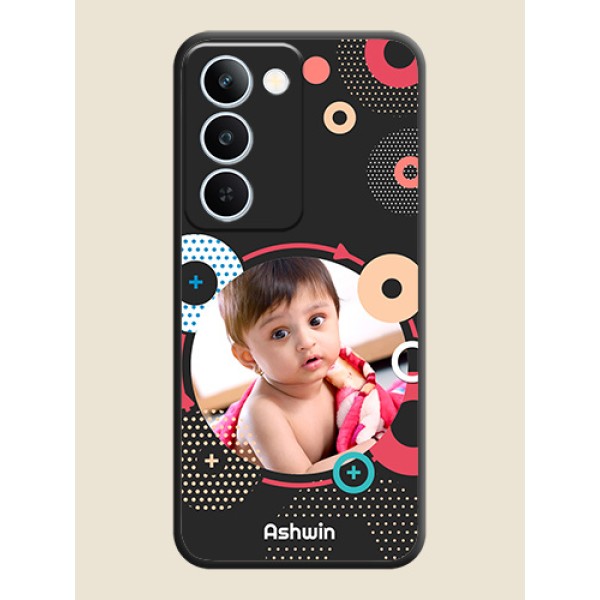 Multicoloured Round Image On Space Black Custom Soft Matte Mobile Back Cover - Realme P4 Lite 5G Multicoloured Round Image On Space Black Custom Soft Matte Mobile Back Cover - Realme P4 Lite 5G