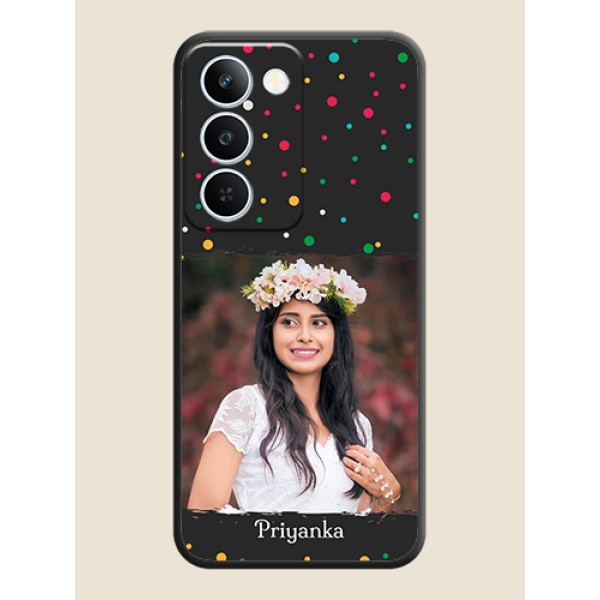 Multicolor Dotted Pattern with Text On Space Black Custom Soft Matte Mobile Back Cover - Realme P4 Lite 5G Multicolor Dotted Pattern with Text On Space Black Custom Soft Matte Mobile Back Cover - Realme P4 Lite 5G