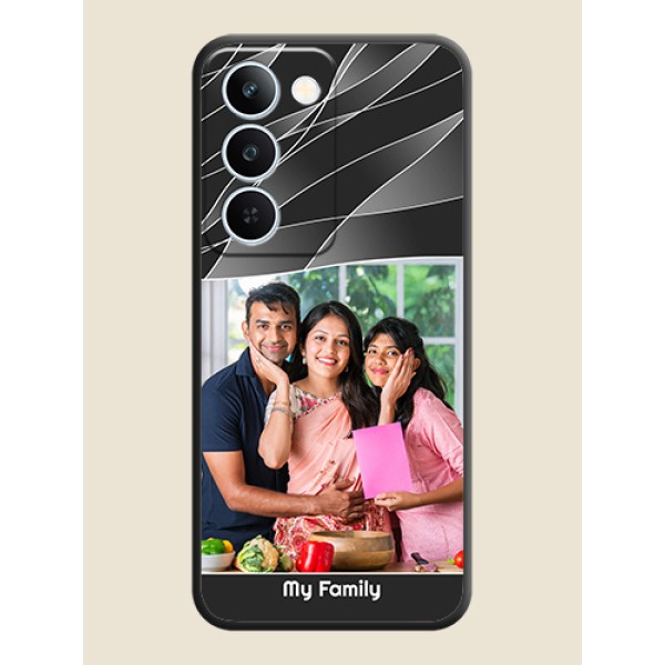 Mixed Wave Lines on Photo On Space Black Custom Soft Matte Mobile Back Cover - Realme P4 Lite 5G Mixed Wave Lines on Photo On Space Black Custom Soft Matte Mobile Back Cover - Realme P4 Lite 5G