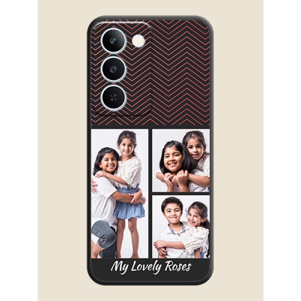 Wave Pattern with 3 Image Holder On Space Black Custom Soft Matte Mobile Back Cover - Realme P4 Lite 5G