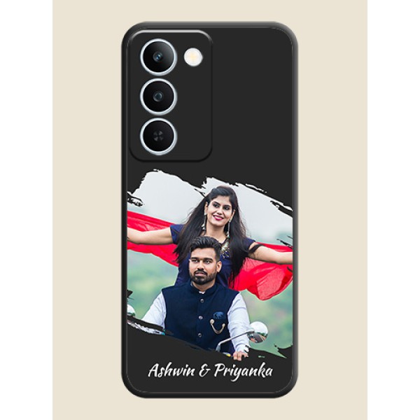 Grunge Brush Strokes on Photo On Space Black Custom Soft Matte Mobile Back Cover - Realme P4 Lite 5G Grunge Brush Strokes on Photo On Space Black Custom Soft Matte Mobile Back Cover - Realme P4 Lite 5G