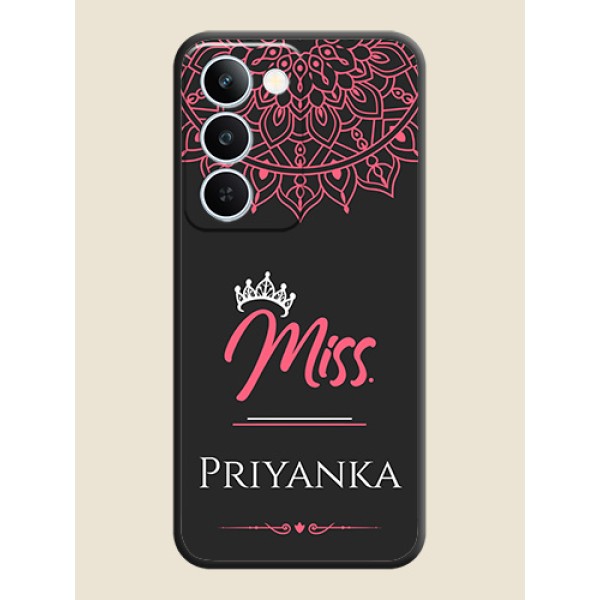 Mrs Name with Floral Design On Space Black Custom Soft Matte Mobile Back Cover - Realme P4 Lite 5G Mrs Name with Floral Design On Space Black Custom Soft Matte Mobile Back Cover - Realme P4 Lite 5G