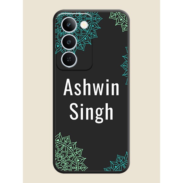 Your Name with Floral Design On Space Black Custom Soft Matte Mobile Back Cover - Realme P4 Lite 5G Your Name with Floral Design On Space Black Custom Soft Matte Mobile Back Cover - Realme P4 Lite 5G