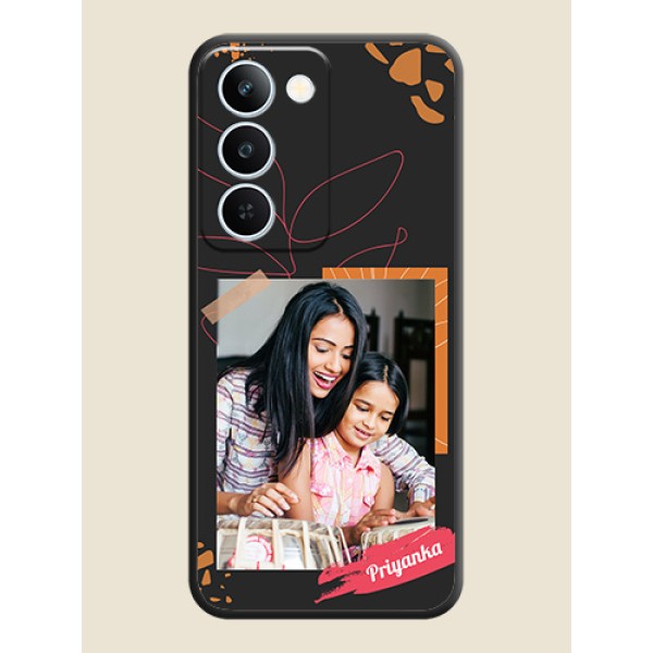Orange Photo Frame On Space Black Custom Soft Matte Mobile Back Cover - Realme P4 Lite 5G Orange Photo Frame On Space Black Custom Soft Matte Mobile Back Cover - Realme P4 Lite 5G
