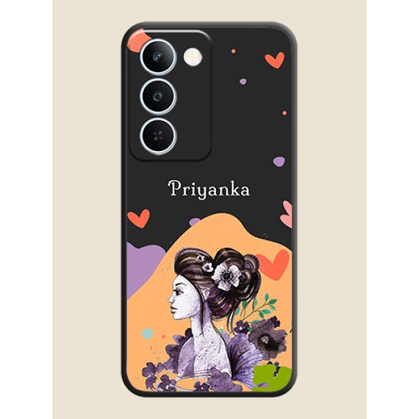 Namecase For Her With Fancy Lady Image On Space Black Custom Soft Matte Mobile Back Cover - Realme P4 Lite 5G Namecase For Her With Fancy Lady Image On Space Black Custom Soft Matte Mobile Back Cover - Realme P4 Lite 5G