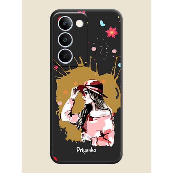 Mordern Lady With Color Splash Background With Custom Text On Space Black Custom Soft Matte Mobile Back Cover - Realme P4 Lite 5G