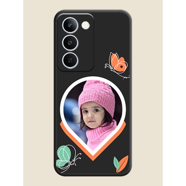 Upload Pic With Simple Butterly Design On Space Black Custom Soft Matte Mobile Back Cover - Realme P4 Lite 5G Upload Pic With Simple Butterly Design On Space Black Custom Soft Matte Mobile Back Cover - Realme P4 Lite 5G
