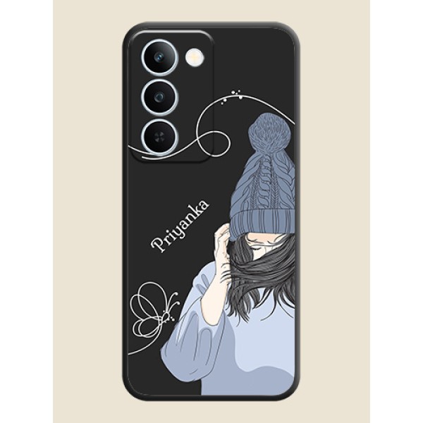 Girl With Blue Winter Outfiit Custom Text Design On Space Black Custom Soft Matte Mobile Back Cover - Realme P4 Lite 5G Girl With Blue Winter Outfiit Custom Text Design On Space Black Custom Soft Matte Mobile Back Cover - Realme P4 Lite 5G