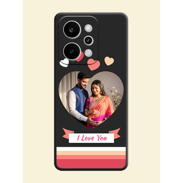 Love Shaped Photo with Colorful Stripes On Space Black Custom Soft Matte Mobile Back Cover - Realme P4 Power 5G Love Shaped Photo with Colorful Stripes On Space Black Custom Soft Matte Mobile Back Cover - Realme P4 Power 5G