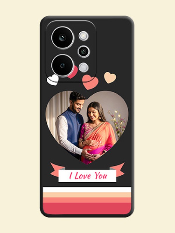 Love Shaped Photo with Colorful Stripes On Space Black Custom Soft Matte Mobile Back Cover - Realme P4 Power 5G