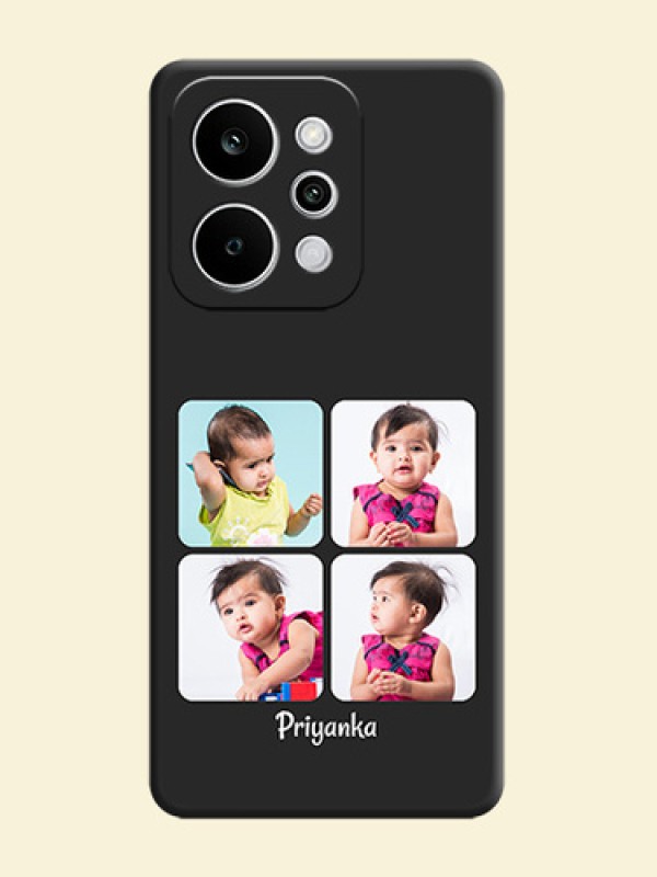 Floral Art with 6 Image Holder on Photo On Space Black Custom Soft Matte Mobile Back Cover - Realme P4 Power 5G
