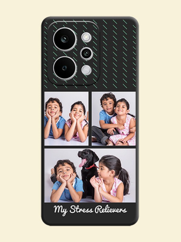 Cross Dotted Pattern with 2 Image Holder On Space Black Custom Soft Matte Mobile Back Cover - Realme P4 Power 5G