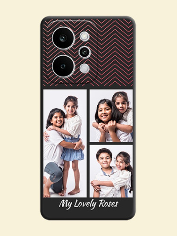 Wave Pattern with 3 Image Holder On Space Black Custom Soft Matte Mobile Back Cover - Realme P4 Power 5G