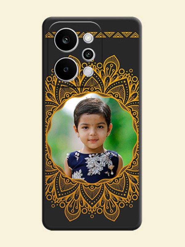 Round Image with Floral Design On Space Black Custom Soft Matte Mobile Back Cover - Realme P4 Power 5G