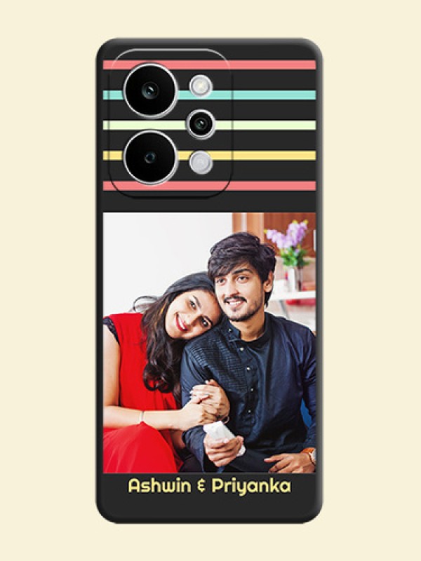 Color Stripes with Photo and Text on Photo On Space Black Custom Soft Matte Mobile Back Cover - Realme P4 Power 5G