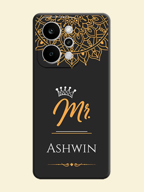 Mr Name with Floral Design On Space Black Custom Soft Matte Mobile Back Cover - Realme P4 Power 5G