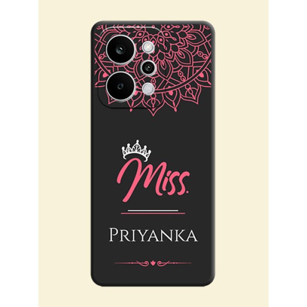 Mrs Name with Floral Design On Space Black Custom Soft Matte Mobile Back Cover - Realme P4 Power 5G Mrs Name with Floral Design On Space Black Custom Soft Matte Mobile Back Cover - Realme P4 Power 5G