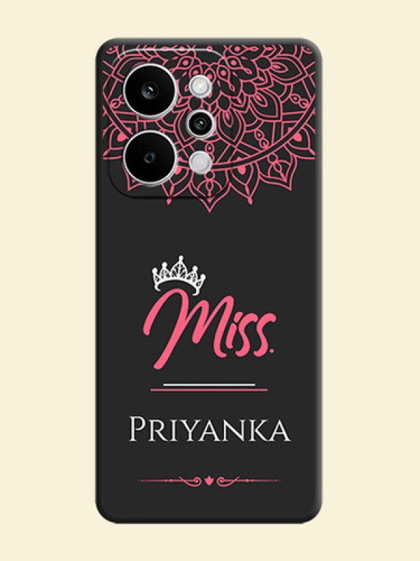 Mrs Name with Floral Design On Space Black Custom Soft Matte Mobile Back Cover - Realme P4 Power 5G