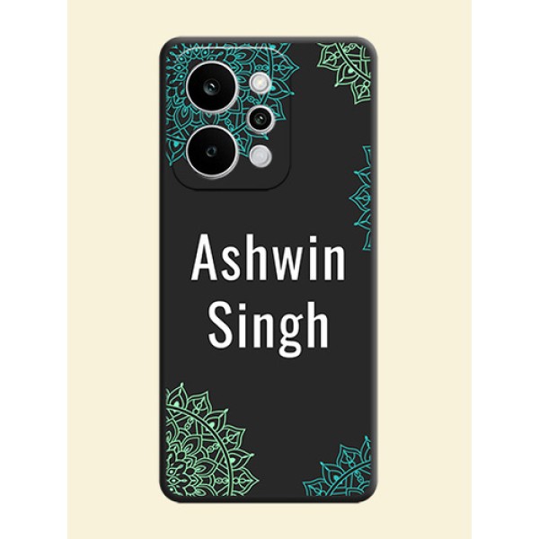 Your Name with Floral Design On Space Black Custom Soft Matte Mobile Back Cover - Realme P4 Power 5G Your Name with Floral Design On Space Black Custom Soft Matte Mobile Back Cover - Realme P4 Power 5G