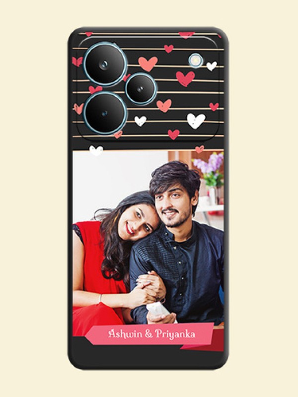 Love Pattern with Name on Pink Ribbon on Photo On Space Black Custom Soft Matte Mobile Back Cover - Realme P4 Pro 5G