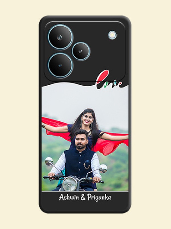 Fall in Love Pattern with Picture on Photo On Space Black Custom Soft Matte Mobile Back Cover - Realme P4 Pro 5G