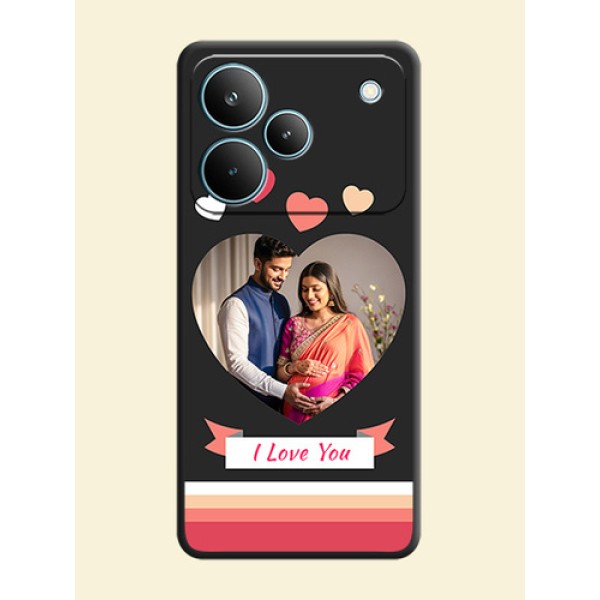 Love Shaped Photo with Colorful Stripes On Space Black Custom Soft Matte Mobile Back Cover - Realme P4 Pro 5G Love Shaped Photo with Colorful Stripes On Space Black Custom Soft Matte Mobile Back Cover - Realme P4 Pro 5G