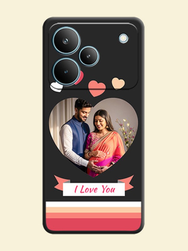 Love Shaped Photo with Colorful Stripes On Space Black Custom Soft Matte Mobile Back Cover - Realme P4 Pro 5G