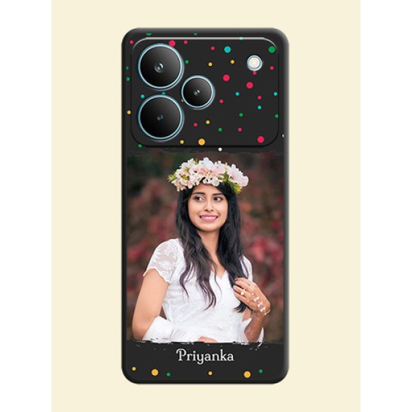 Multicolor Dotted Pattern with Text On Space Black Custom Soft Matte Mobile Back Cover - Realme P4 Pro 5G Multicolor Dotted Pattern with Text On Space Black Custom Soft Matte Mobile Back Cover - Realme P4 Pro 5G